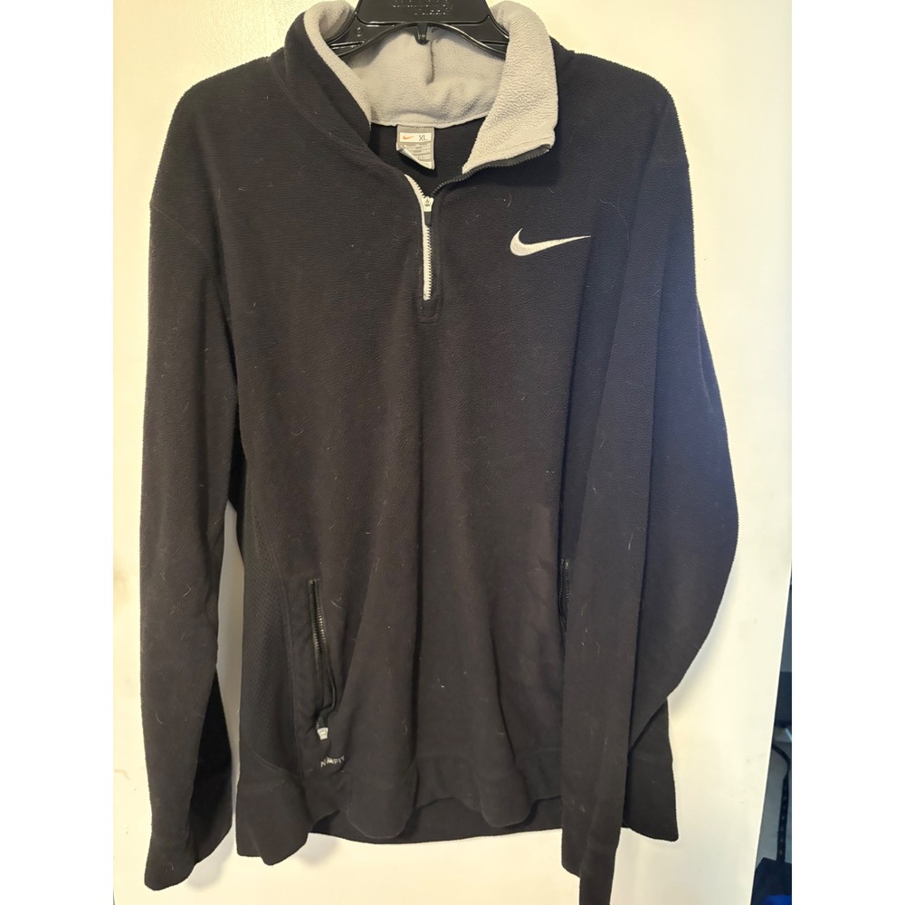 Nike Therma-FIT Mens XL Black Quarter Zip Fleece Pullover Jacket Sweatshirt